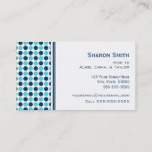 ティール（緑がかった色）の青いドット・パターンのお母さんのテレホンカード コーリングカード (裏面)