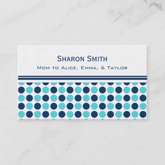 ティール（緑がかった色）の青いドット・パターンのお母さんのテレホンカード コーリングカード (正面)