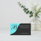 ティール（緑がかった色）の青いモノグラムの名刺 名刺 (スタンド正面)