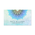 ティール(緑がかった色)の青いヨガのインストラクターのはすの花の水彩画