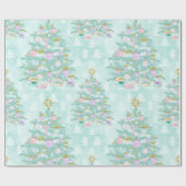 ティール(緑がかった色)の青いラベンダーのクリスマスツリーのラッピングペーパー ラッピングペーパー (フラット)