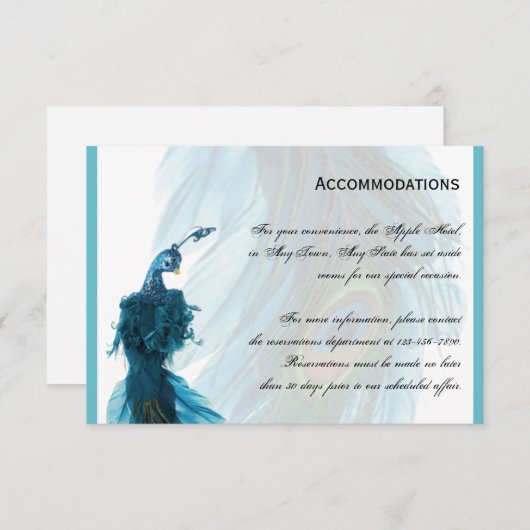 ティール（緑がかった色）の青い孔雀の羽毛の調節 エンクロージャーカード (正面/裏面)