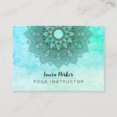 ティール(緑がかった色)の青い曼荼羅のはす黙想のホリスティックのヨガ 名刺 (正面)
