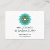 ティール(緑がかった色)の青い曼荼羅のはす黙想のホリスティックのヨガ 名刺 (裏面)
