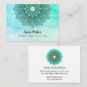 ティール(緑がかった色)の青い曼荼羅のはす黙想のホリスティックのヨガ 名刺 (正面/裏面)