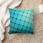 ティール(緑がかった色)の青い正方形はパターンをタイルを張ります クッション (ブランケット)
