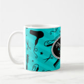 ティール（緑がかった色）の青い毛及び美しい コーヒーマグカップ (左)