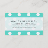 ティール(緑がかった色)の青い水玉模様パターン 名刺 (裏面)