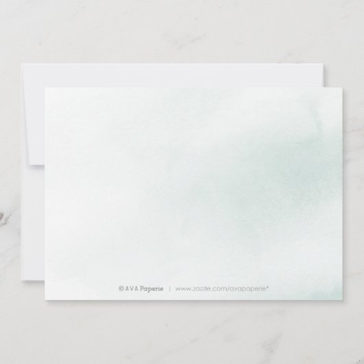 ティール(緑がかった色)の青い素朴なフローラ書は日付を保存 セーブザデート (裏面)