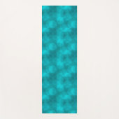 ティール(緑がかった色)の青い緑の重なり合うディスクパターン ヨガマット (正面)