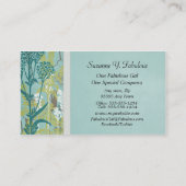 ティール（緑がかった色）の青い花によって押される空想 名刺 (裏面)