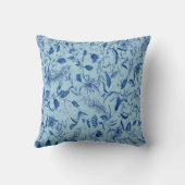 ティール(緑がかった色)の青い花の彫刻のテクスチャの背景 クッション (裏面)