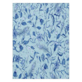 ティール(緑がかった色)の青い花の彫刻のテクスチャの背景 テーブルクロス (正面)