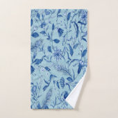 ティール（緑がかった色）の青い花の彫刻のテクスチャの背景 バスタオルセット (ハンドタオル)