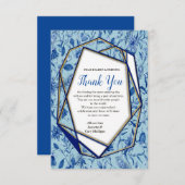 ティール(緑がかった色)の青い花の彫刻のテクスチャの背景 出欠カード (正面/裏面)