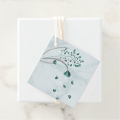 ティール（緑がかった色）の青い葉メッセージカード フェイバータグ (インサイチュ)