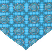 ティール（緑がかった色）の青い金属の花と宝石パターン ショートテーブルランナー (コーナー)