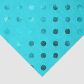 ティール（緑がかった色）の青い金属水玉模様パターンスイス人の点 薄葉紙 (詳細)