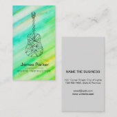 ティール(緑がかった色)の青い音楽の先生のギターのミニマリストのミュージシャン 名刺 (正面/裏面)