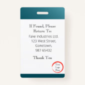 ティール(緑がかった色)の青いIDカードをフェード(縦/ポートレート) バッジ (裏面)