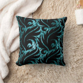 ティール(緑がかった色)の青および黒いグリッターパターン枕 クッション (ブランケット)