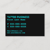 ティール（緑がかった色）の青くグランジなハートの入れ墨の名刺 名刺 (裏面)