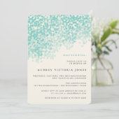 ティール(緑がかった色)の青く軽いシャワーのブライダルシャワー招待状 招待状 (スタンド正面)