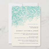 ティール(緑がかった色)の青く軽いシャワーのブライダルシャワー招待状 招待状 (正面)