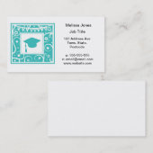 ティール（緑がかった色）の青の卒業生乳鉢板帽子 コーリングカード (正面/裏面)