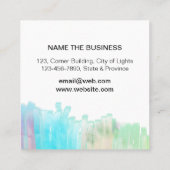 ティール（緑がかった色）の青の抽象芸術のモダンなペンキの水彩画の芸術家 スクエア名刺 (裏面)