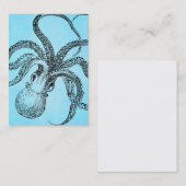 ティール（緑がかった色）の青の水彩画のヴィンテージの19世紀のタコ 名刺 (正面/裏面)