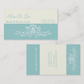 ティール(緑がかった色)の青の粋な白蓮教の花のヨガ 名刺 (正面/裏面)