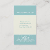 ティール(緑がかった色)の青の粋な白蓮教の花のヨガ 名刺 (裏面)