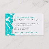 ティール(緑がかった色)の青及び白髪のサロン用具 名刺 (裏面)