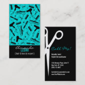 ティール（緑がかった色）の青及び黒いサロンは垂直に用具を使います 名刺 (正面/裏面)