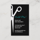 ティール（緑がかった色）の青及び黒いサロンは垂直に用具を使います 名刺 (裏面)