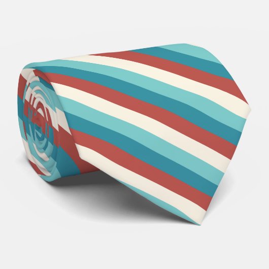 ティール（緑がかった色）の青|はオレンジ|のクリームのストライプを燃やしました ネクタイ (ロール)