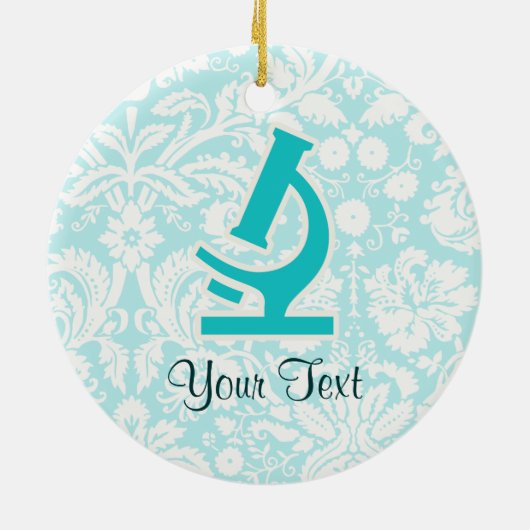 ティール(緑がかった色)の顕微鏡; かわいい セラミックオーナメント (裏面)