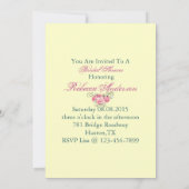 ティール（緑がかった色）の鳥のヴィンテージの花の植物のブライダルシャワー 招待状 (裏面)