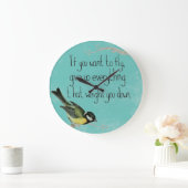 ティール(緑がかった色)の鳥の柱時計のやる気を起こさせるな感動的 ラージ壁時計 (ホーム)