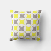 ティール（緑がかった色）の黄色灰色パターン装飾的な枕 クッション (裏面)