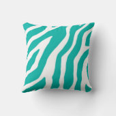 ティール（緑がかった色）の黒いシマウマのモノグラムの装飾的な枕 クッション (裏面)