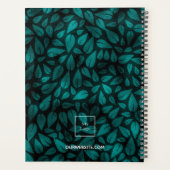 ティール(緑がかった色)の黒い葉離れのビジネスのロゴ プランナー手帳 (裏面)