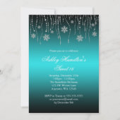 ティール（緑がかった色）の黒い雪片の菓子16冬の不思議の国 招待状 (正面)