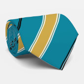 ティール(緑がかった色)の黒および金ゴールドのタイ ネクタイ (ロール)