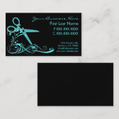ティール(緑がかった色)の黒のグリッターの渦巻の毛は名刺を切りました 名刺 (正面/裏面)