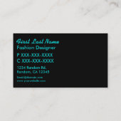 ティール(緑がかった色)の黒のグリッターはカスタムな名刺を主演します 名刺 (裏面)