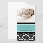 ティール（緑がかった色）の黒はベビーシャワーの写真カード感謝していしています サンキューカード (正面/裏面)