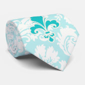 ティール(緑がかった色)の(紋章の)フラ・ダ・リ ネクタイ (ロール)