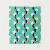 ティール（緑がかった色）のToucans タペストリー (正面)